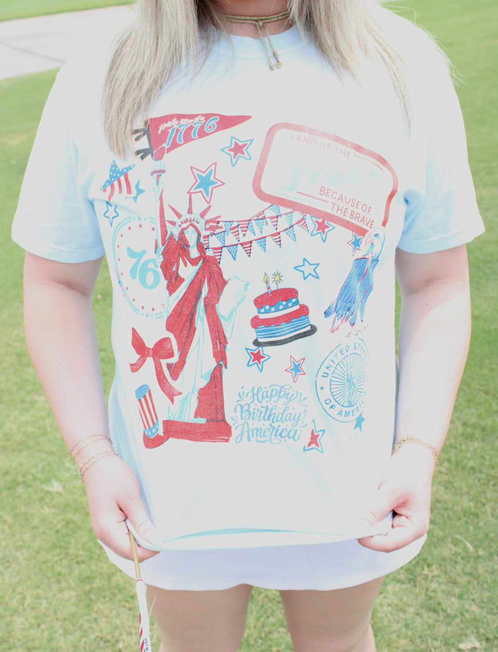 USA Sticker Patch Graphic Tee
