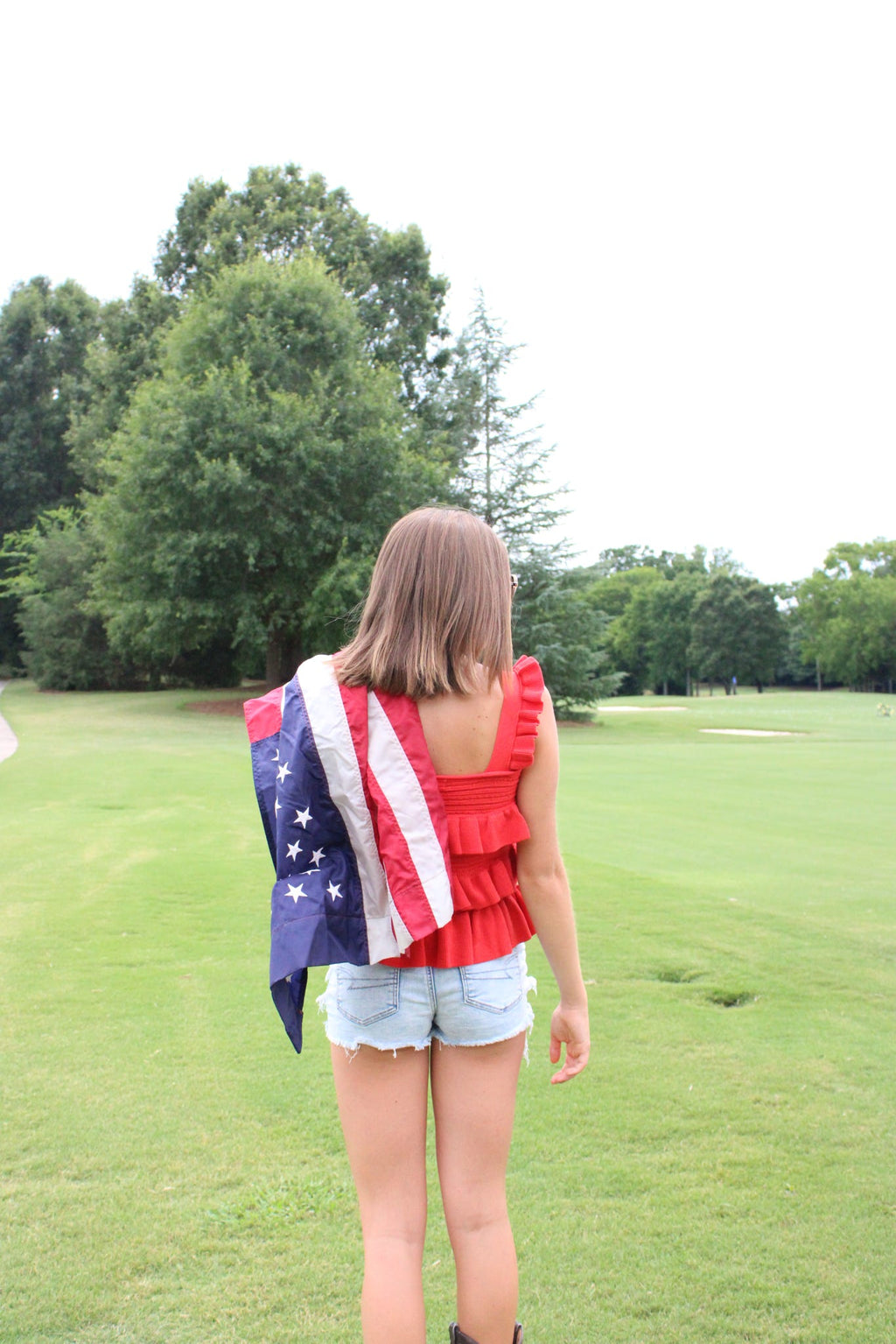 Red Ruffled Knit Sleeveless Top