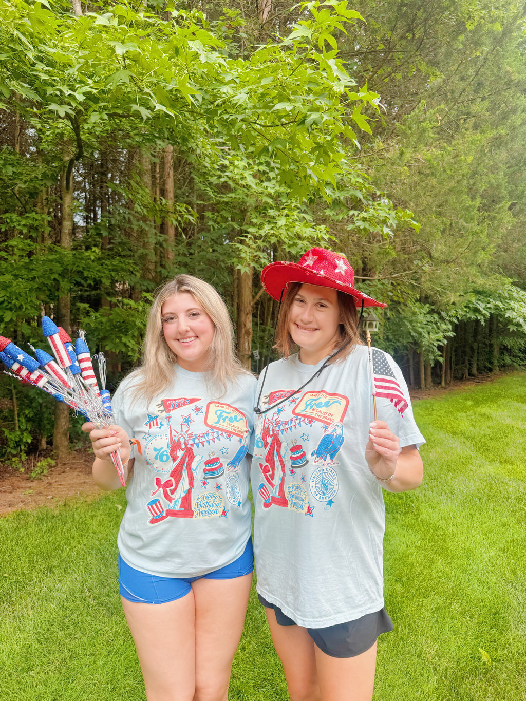 USA Sticker Patch Graphic Tee