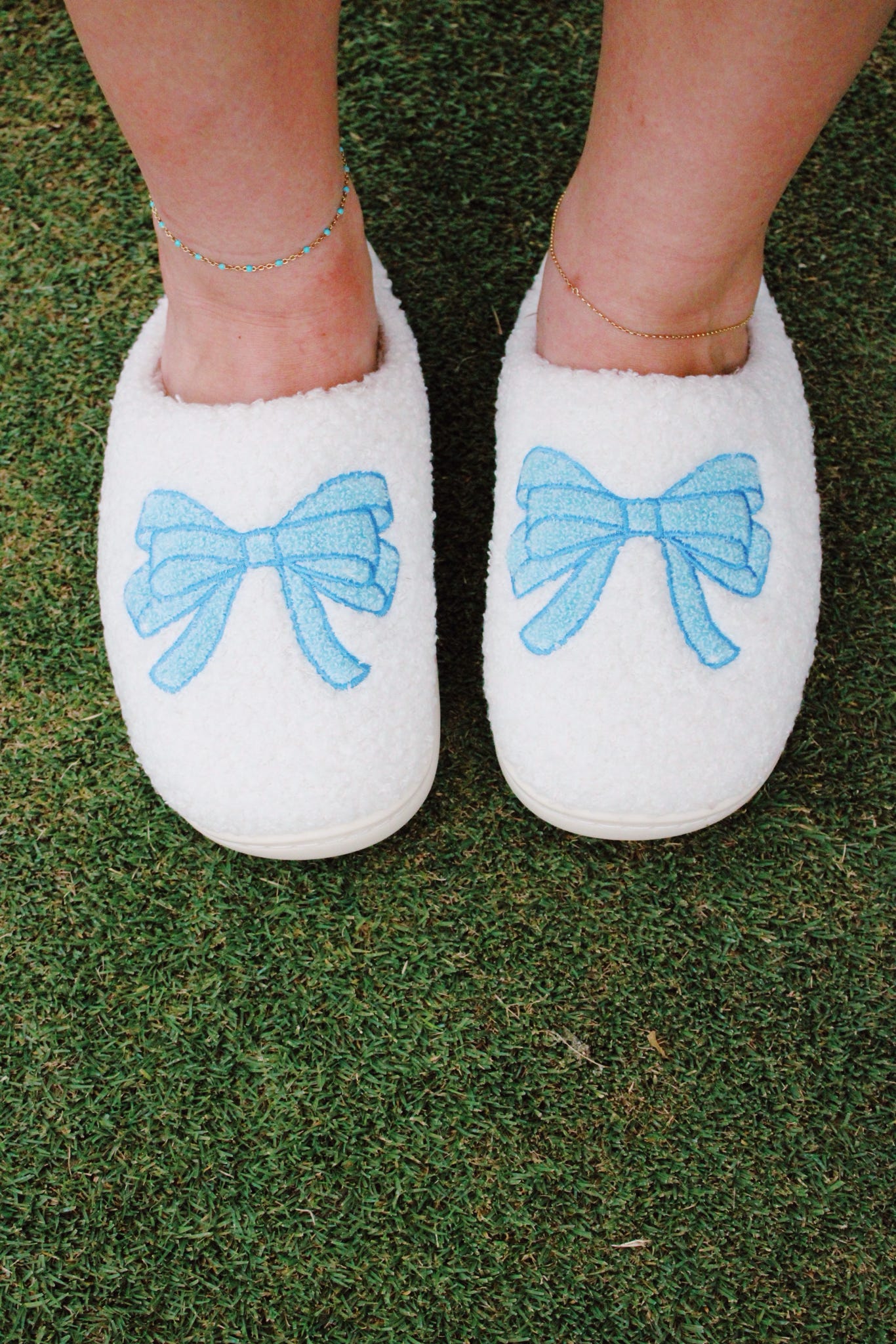 Blue Bow Slippers