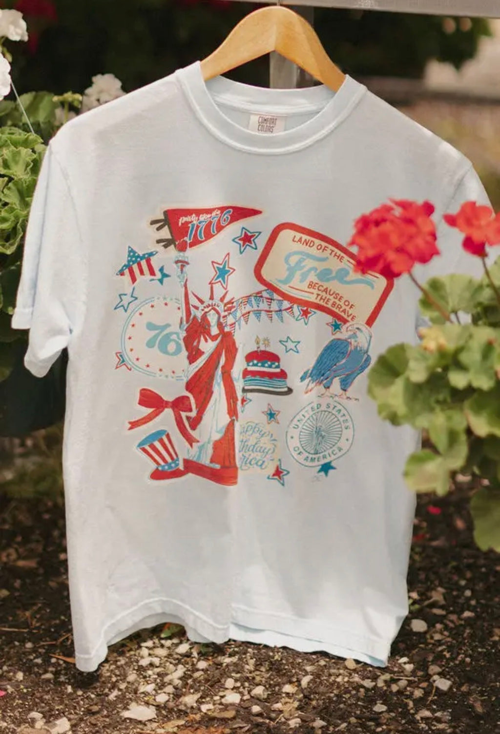 USA Sticker Patch Graphic Tee