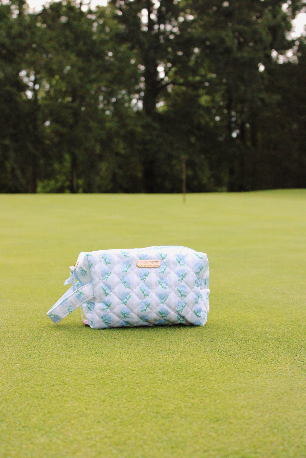 Medium Blue Floral Cosmetic Pouch