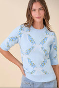Light Blue Short Sleeve Bow Sweater